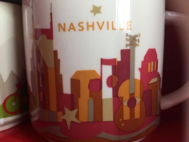 The cool thing about the mugs are the small details. Notice the guitar on the Nashville mug. 