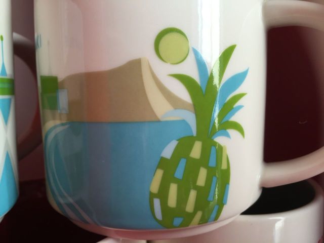 The cool thing about the mugs are the small details. Notice the pineapple on the Waikiki Mug.